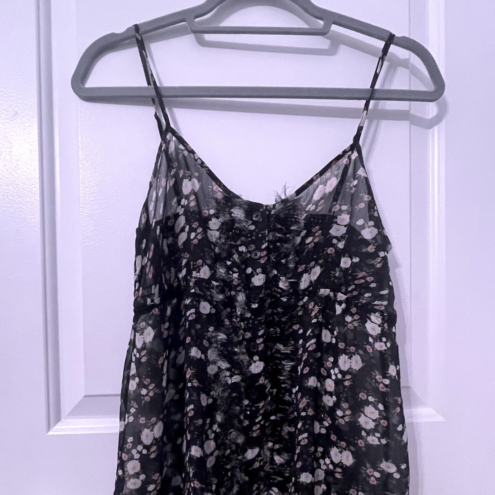 Express - Floral Ruffle Tank